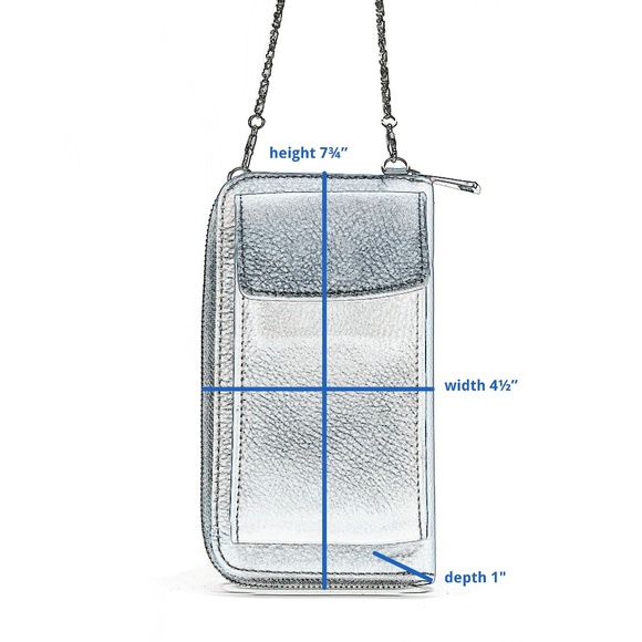 VERA PELLE Wallet and Cell Holder with Zip Closure and Chain Crossbody Strap - Picture 2 of 11